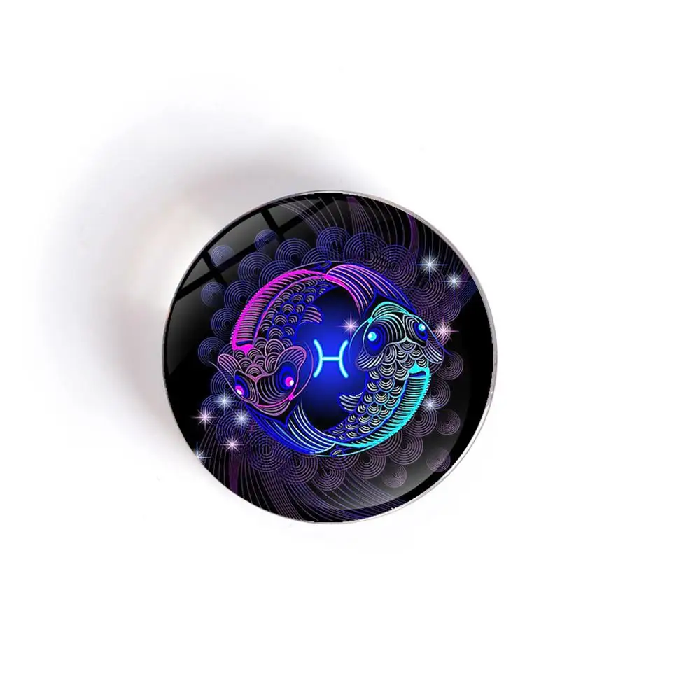 QIYUE 12 созвездий Магнитная Хрустальная круглая стеклянная наклейка на