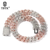 tbtk 16mm mulitcolor luxury miami cuban link necklace prong setting baguette cubic zirconia bracelet fashion hiphop jewelry