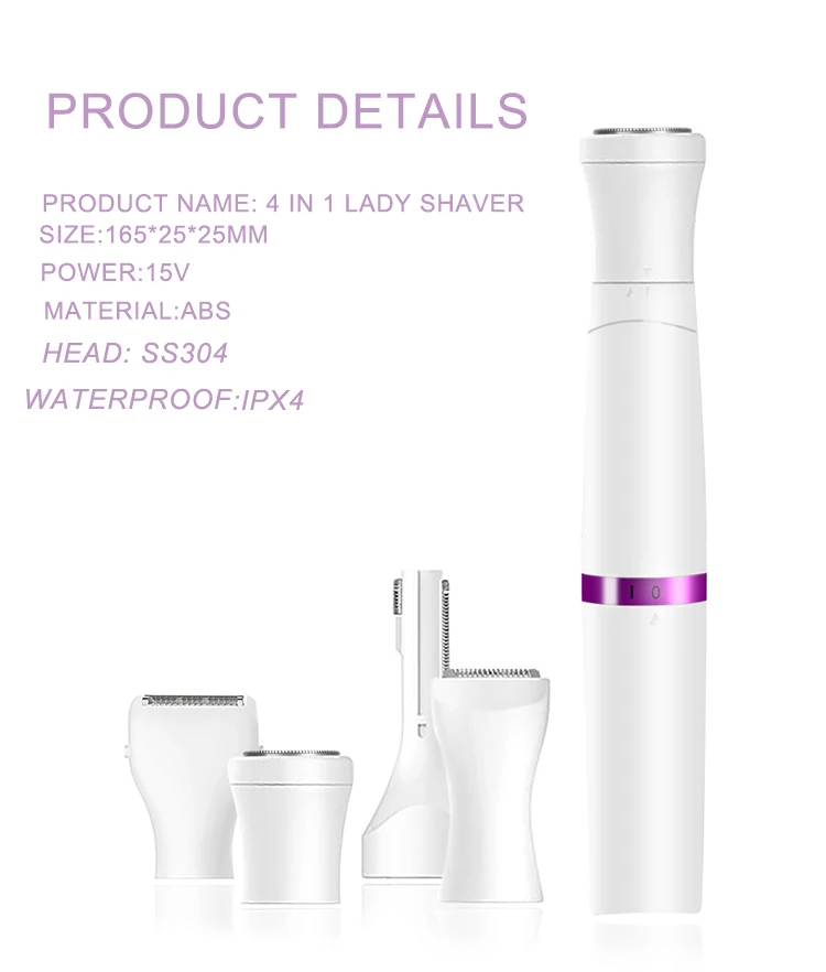 4-в-1 электрическая мини-бритва для леди очень вечность удаление волос на лице