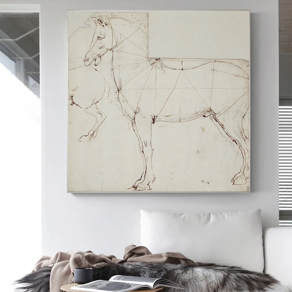 Картина на холсте с изображением лошади Леонардо да Винчи 1878 художественные