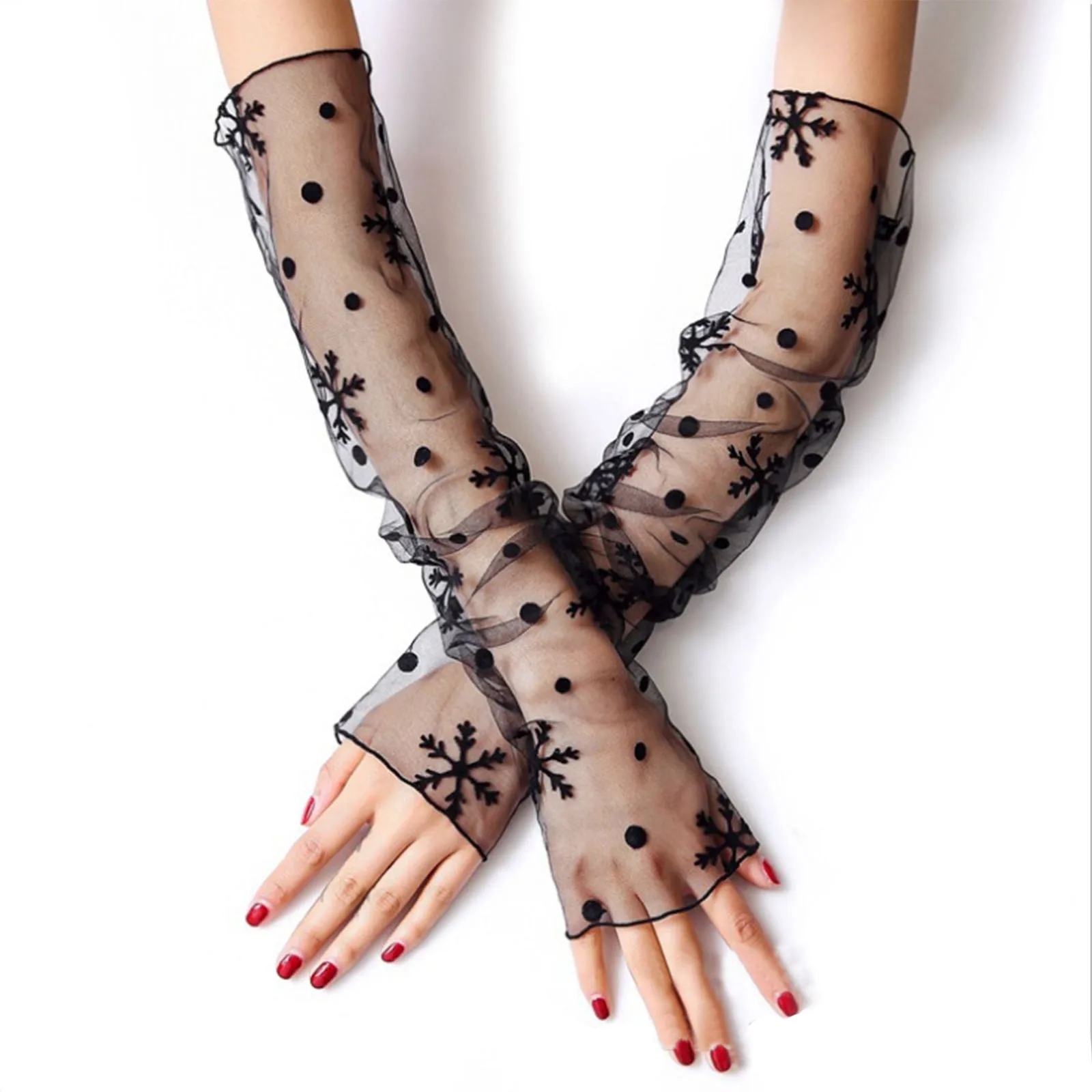 

Mesh Ice Sleeve Lace UV Protection Thin Long Sleeve Cycling Gloves Driving Sun Protection Sleeve Fashion New Summer Arm Sleeve