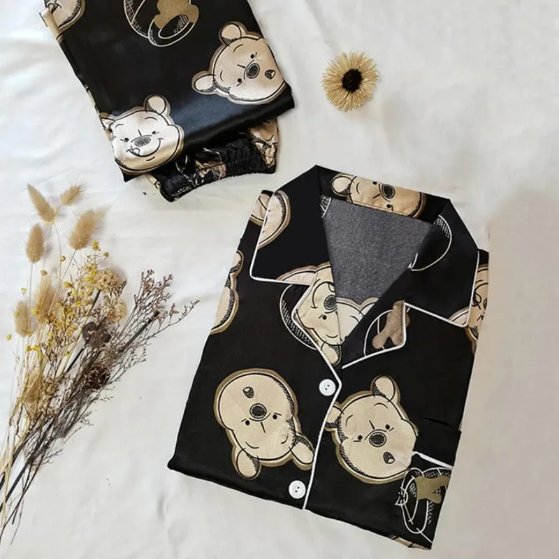 Пижамный комплект Женский из искусственного шелка домашняя одежда 2 предметов