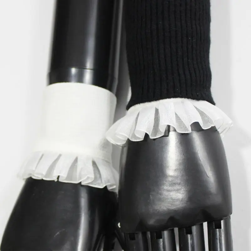 1 пара плиссированные оборки расклешенные Поддельные рукава шифон Кружева