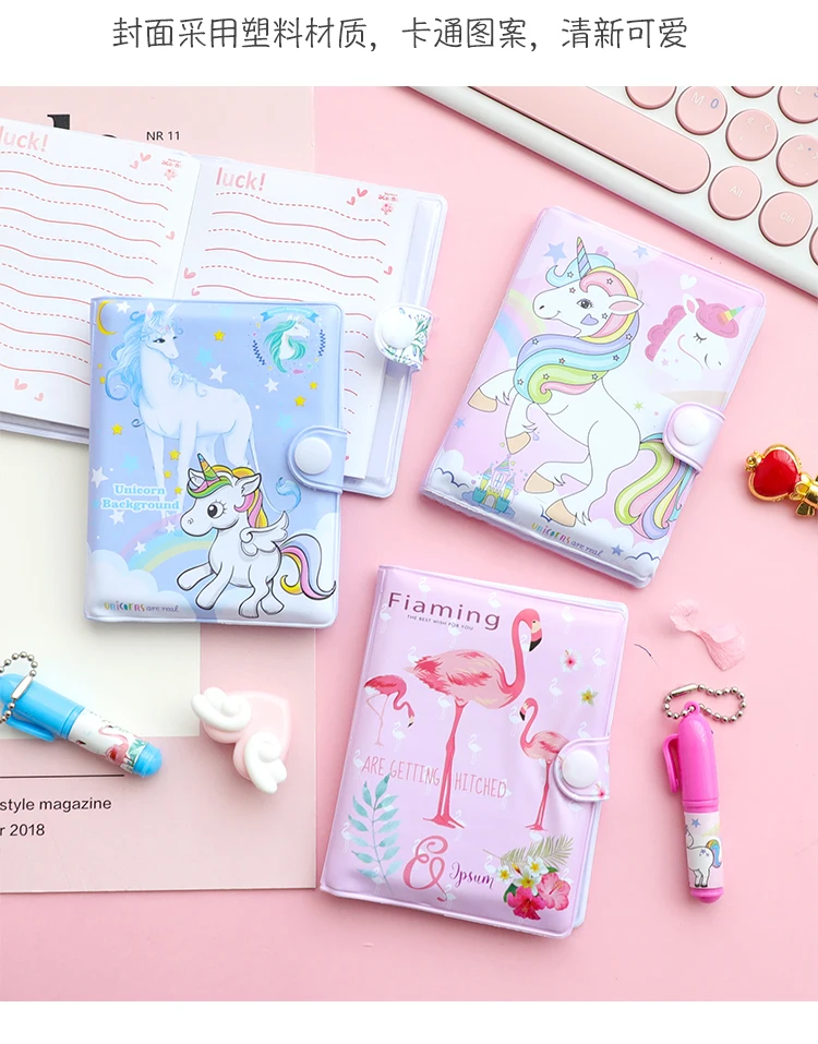 Мини Единорог блокнот с Фламинго с ручкой набор Kawaii животных медведи карманные блокноты для детей новые подарки студенческие канцелярские принадлежности