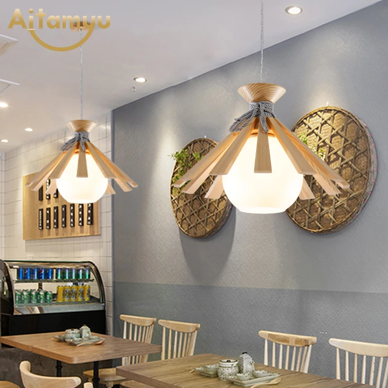 

Nordic E27 LED Pendant Light For Dining Room Modern Wooden Hanging Lamp Kitchen Suspension Lighting Fixtures