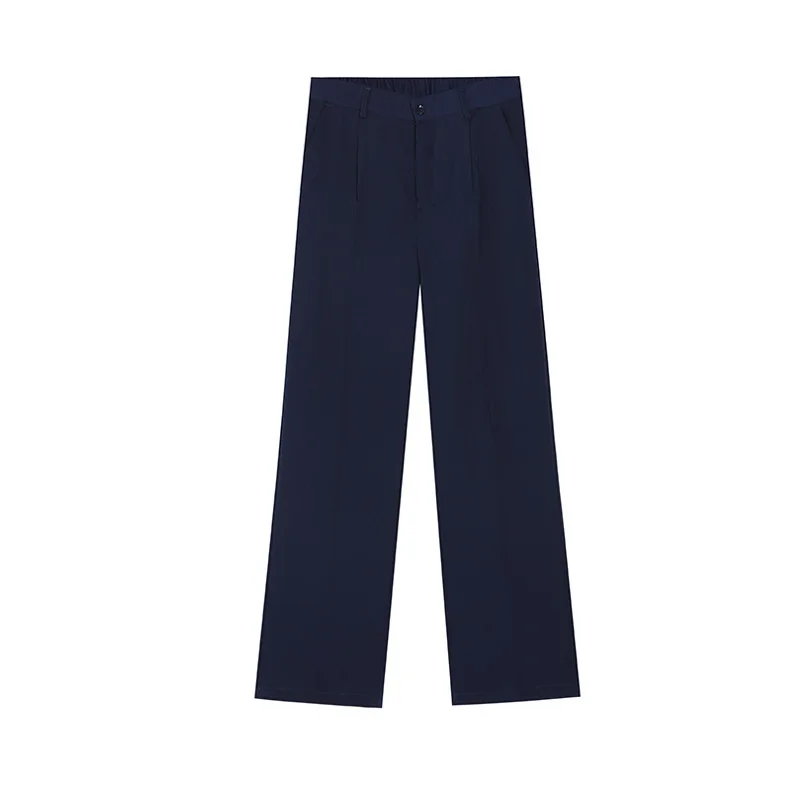 

Male Japan Korea Streetwear Vintage Fashion Long Trousers Elastic Waist Straight Pants Men Casual Suit Pants