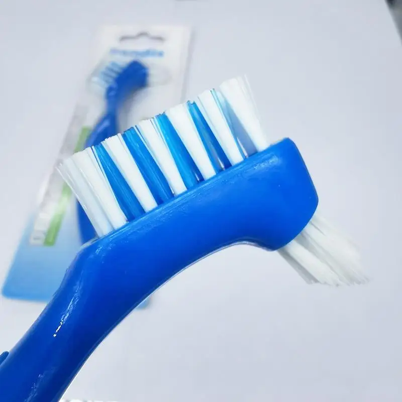 Зубная щетка для накладных зубов с двойной головкой нескользящая рукоятка