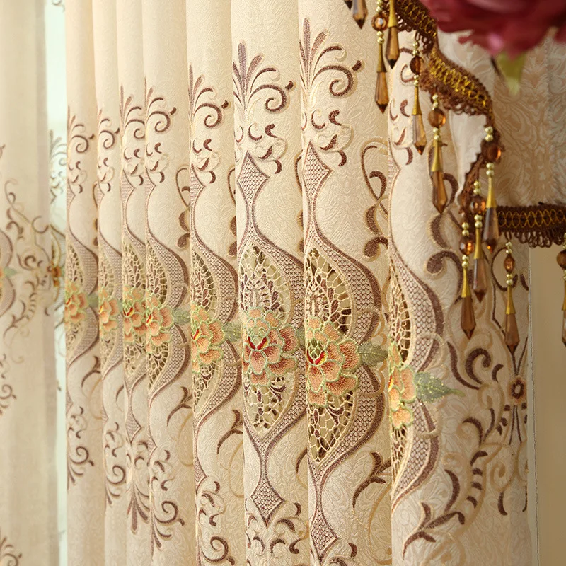 

Luxury Curtains for Living Room Modern Window Curtain Valance Bedroom Flower King Jacquard European Embroidery Curtain Cloth