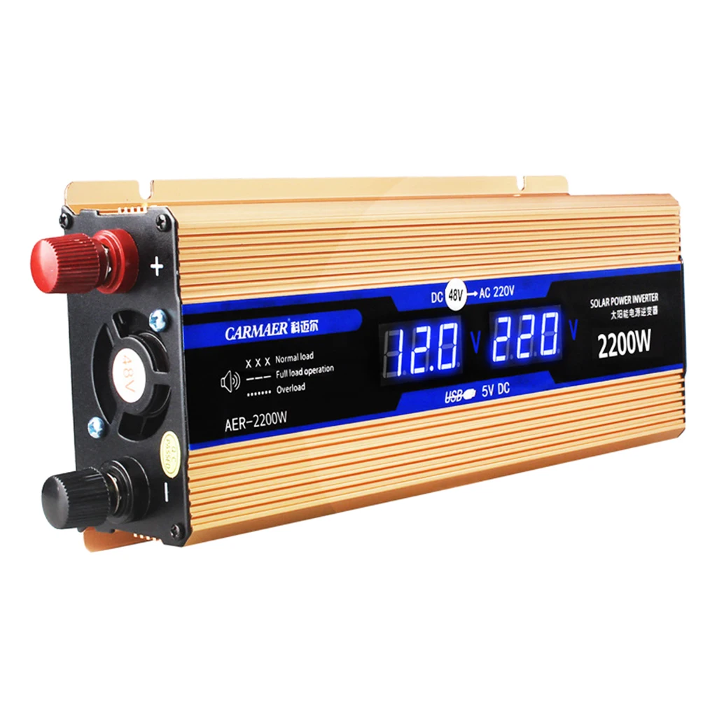 

DC12-48V to AC220V Pure Sine Wave Power Inverter Voltage Converter with USB Charging Ports Camping Outdoor