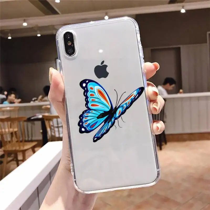 

Beauty Butterfly Phone Case For iphone 12 11 8 7 6s 6 5 5s 5c se plus mini x xs xr pro max Transparent soft