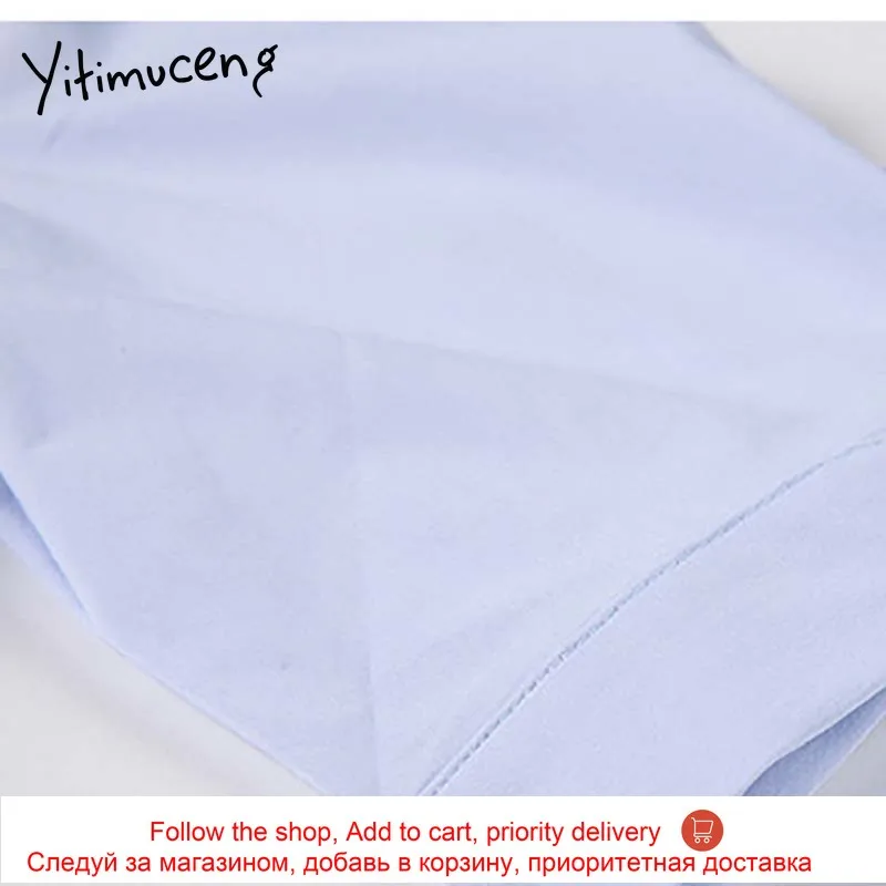 

Yitimuceng Fake 2 Pieces Blouse Women Patchwork Button Up Straight Shirts Turn-down Collar 2021 Summer Korean Fashion New Tops