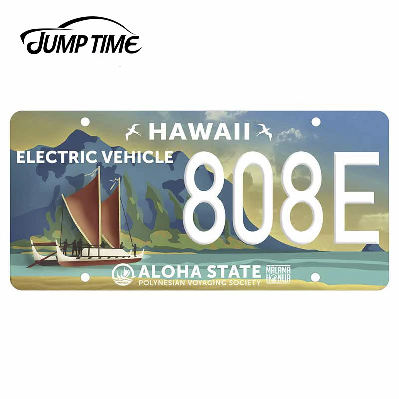 Автомобильные наклейки JumpTime 13x6,3 см, гавайский номерной знак 808E, модная Ретро-наклейка, виниловая автомобильная пленка, водонепроницаемая фотобумага