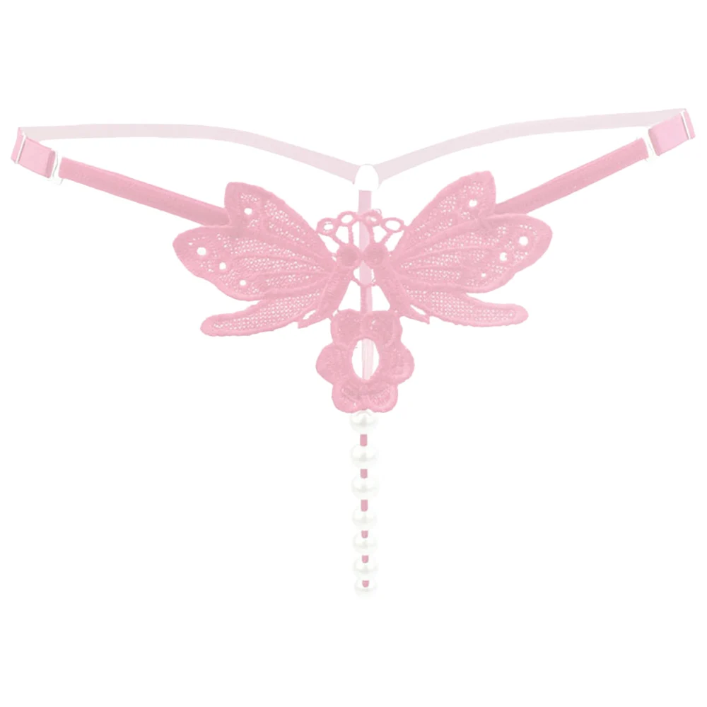Женские Кружевные Трусы стринги с бабочками заниженной талией и искусственным