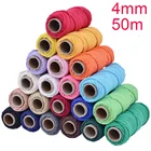 100% хлопковый шнур, цветной шнур, бежевая витая веревка для макраме, веревка для рукоделия, домашнего текстиля, свадебных украшений, 4 мм x 50 м
