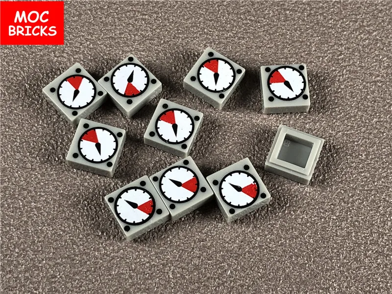 10 шт./лот MOC кирпичи плитка 1x1 с белым и красным шаблоном подходит для 3070bp07