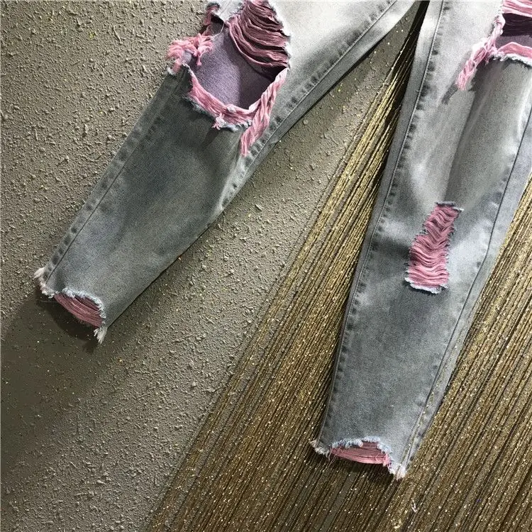 

Cheap wholesale 2021 spring summer autumn new fashion casual Denim women Pants woman female OL ripped jeans Py1304