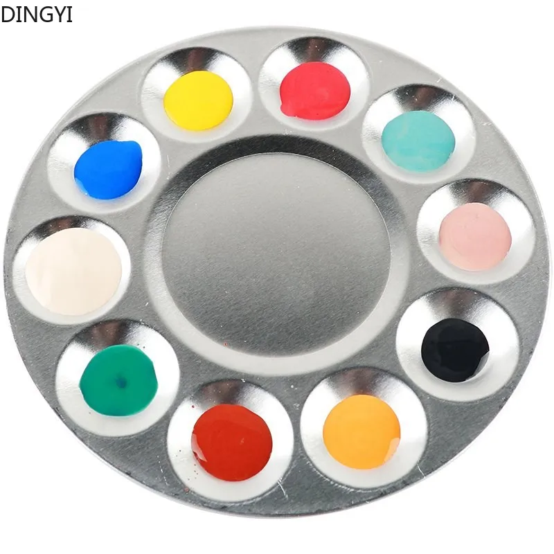 10 отверстий алюминиевая краска палитра пластина круглый цвет воды Paleta масляная