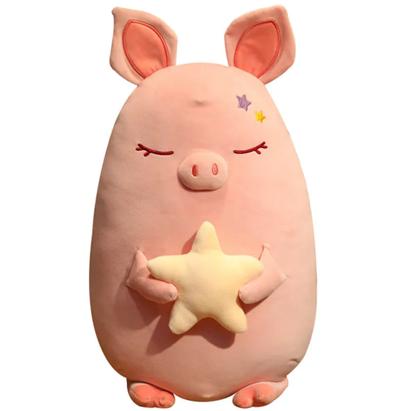 

45/65/80cm 2 patterns Stuffed Star Piglet pillows Plush toy cute star pig doll large cushions Creative figurine soft sofa pillow