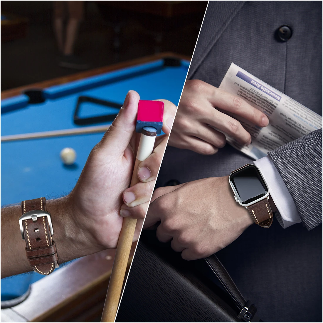 Ремешок кожаный MAIKES для Apple Watch Band итальянский Браслет из телячьей кожи iWatch Series 7 6