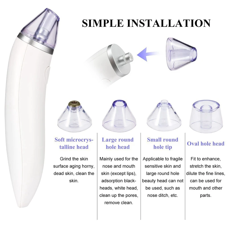 

Electric Blackhead Remover Vacuum Pore Cleaner - USB Rechargeable Acne Extractor Tool Kit