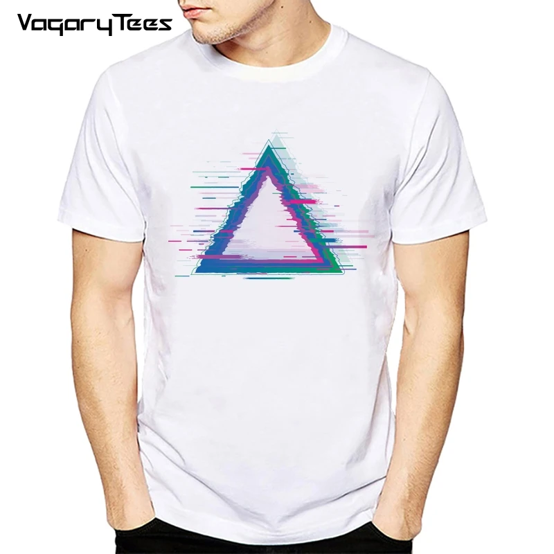 

Новинка 2022, Мужская модная футболка с геометрическим рисунком треугольника и треугольников, хипстерские геометрические топы, футболка с ко...