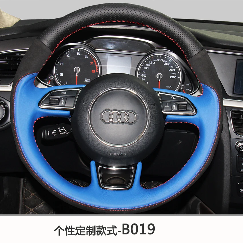 

DIY hand-sewn steering wheel cover fit for Audi A1 A8L A4L A6L A3 Q5L Q3 Q7 A5 A7 S8 TT leather grip cover