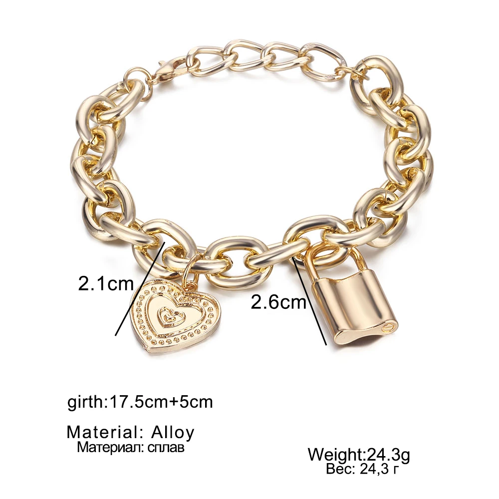 Женский браслет в стиле панк с замком-замком | Украшения и аксессуары