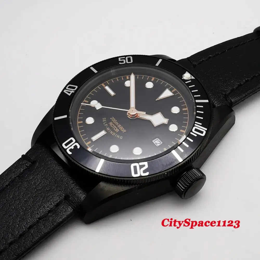 Защитный чехол 41 мм черный PVD сапфировое стекло окно светящиеся руки