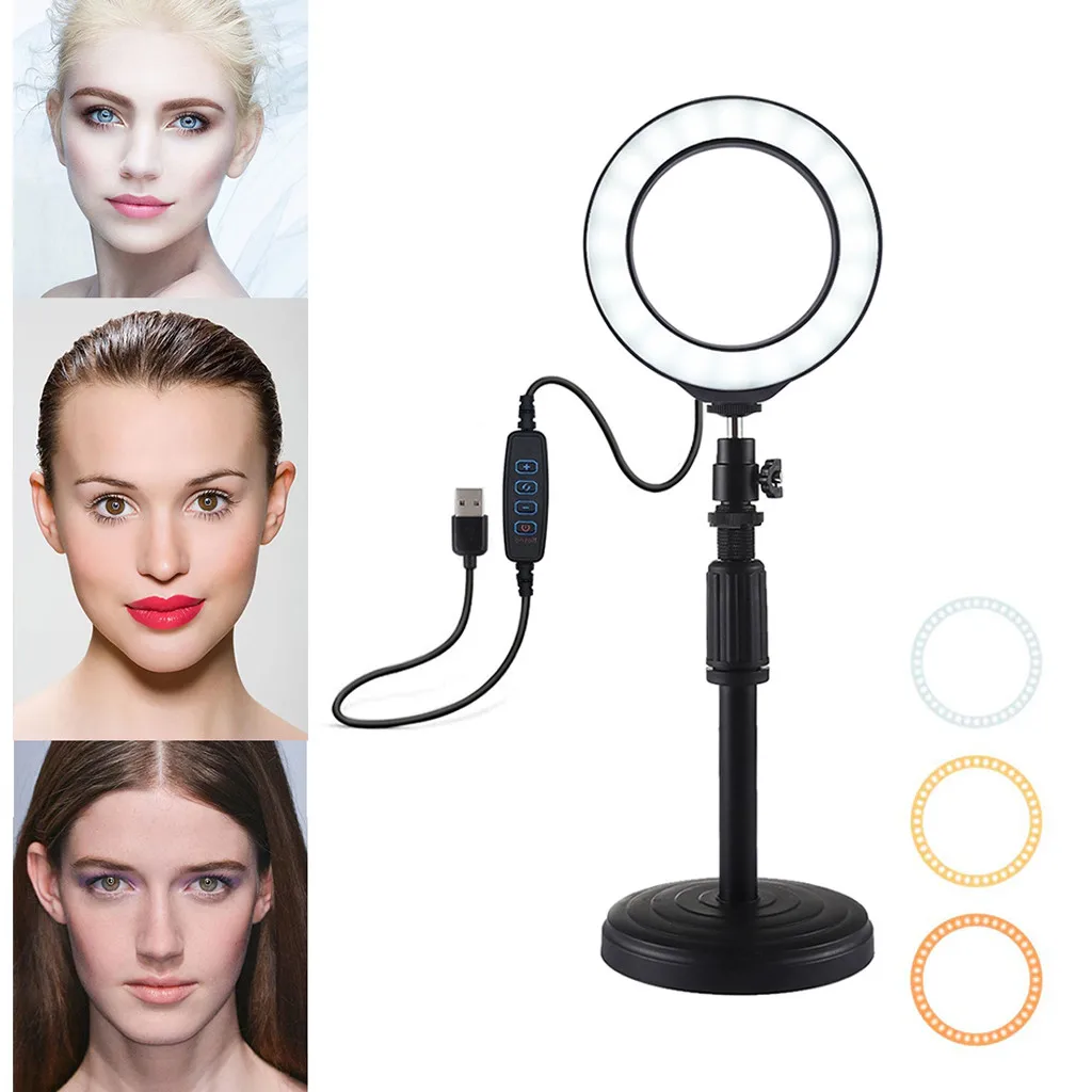 Кольцевой светильник 4 7 дюйма со штативом и подставкой 3 режима светодиодное