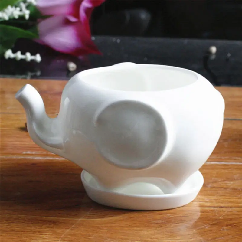 Современный домашний декор белый керамический цветочный горшок в виде слона