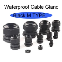 10pcs m type waterproof cable gland connector ip68 black nylon plastic cable m12x1 5 for 4 6 5mm m16202532405063 cable