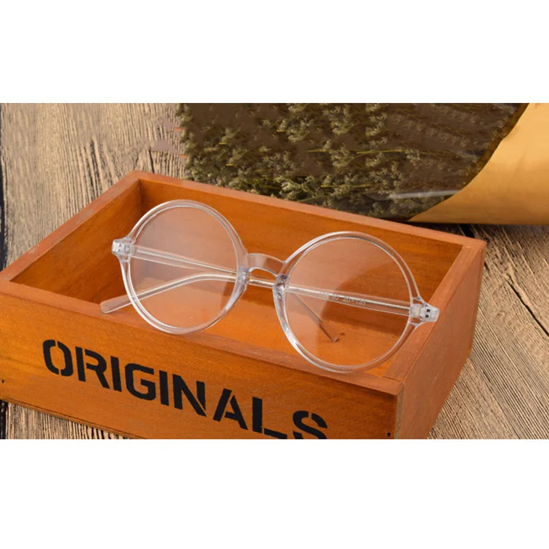 Прозрачные круглые очки прозрачные белые большого размера для мужчин по рецепту