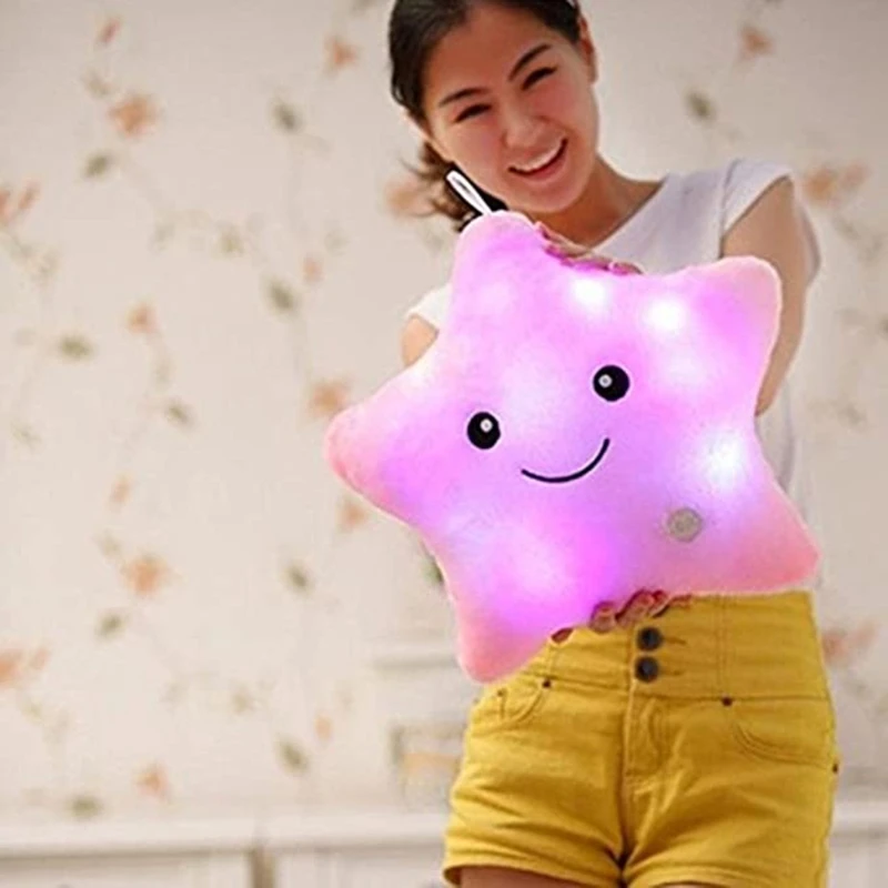 Juguete de peluche con iluminaci&oacute;n LED de 34cm para ni&ntilde;os, coj&iacute;n de estrellas creativo de peluche con iluminaci&oacute;n LED para ni&ntilde;os, juguete ligero de 34cm ideal para ni&ntilde;os y ni&ntilde;as-2
