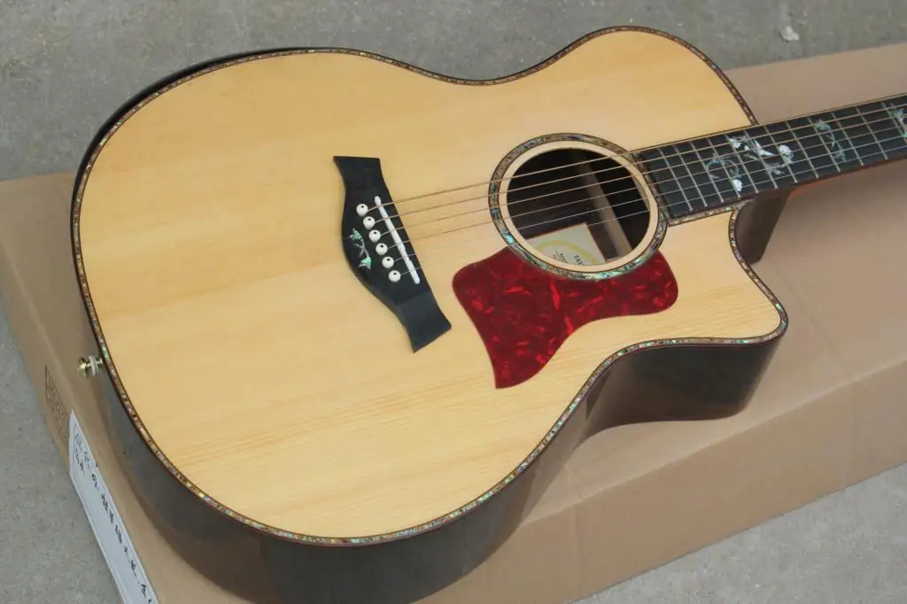 

High quality solid spruce top, 41 inch cutaway 914 acoustic guitar,Abalone shell binding and inlay 001