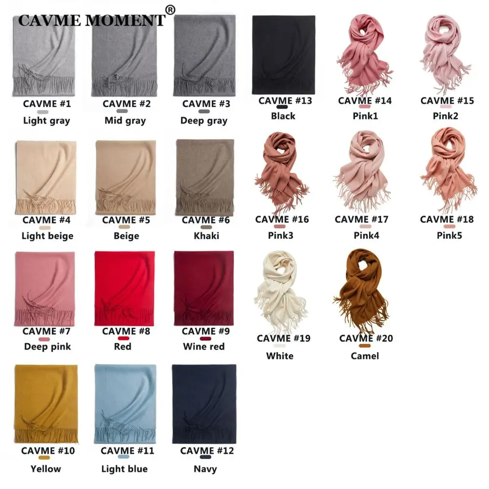 CAVME Pure Wool Scarf Unisex Christmas Gift Basic Long Sacrves with Tassels Fashion Warm 100% 40*200cm 180g |