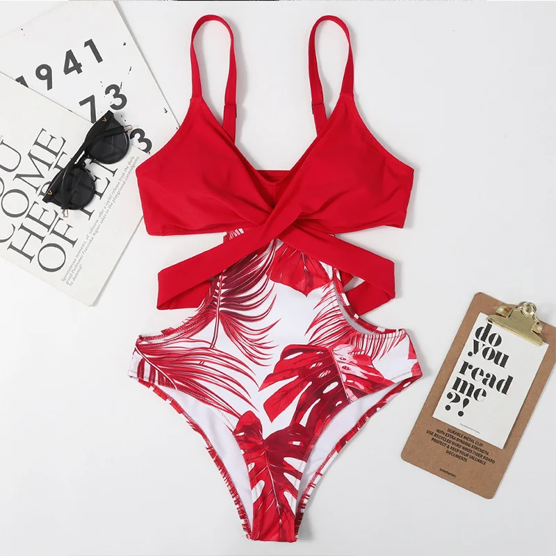 

Leaf Multicolor One-Piece Swimsuit Women One Piece Swimsuit Swimsuit Beachwear Swimwear For Beach Swim Suit Women