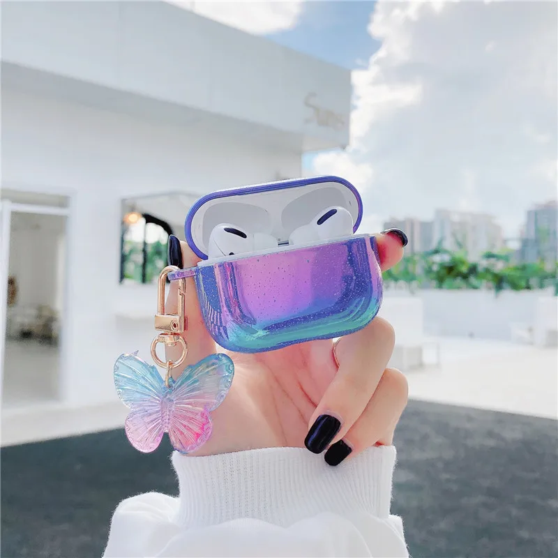 

Цветной защитный чехол raindrops airpods pro, жесткий чехол с бабочкой в японском и южнокорейском стиле, подходит для наушников Apple Bluetooth