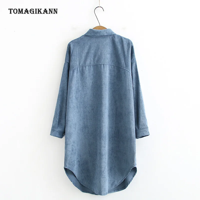 Винтажные длинные рубашки размера плюс весна и осень Женская однотонная блузка с