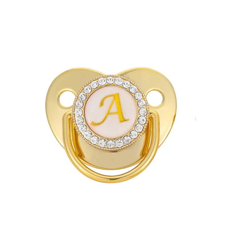 

Golden Diamond Pacifier Infant Luxury Letters Soother Nipples Toddler Toother Silicone Sucking Toy Appease Feeding Accessories