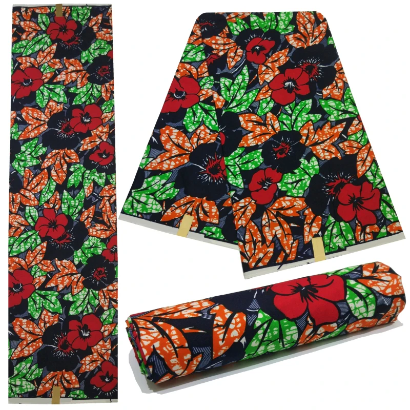 Восковая ткань с ярким цветочным принтом 6 ярдов/шт. Tissu африканская для свадьбы
