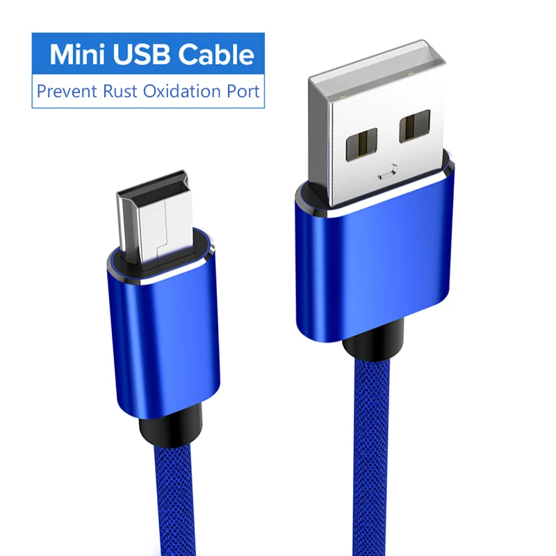 1 м Мини USB кабель мини USB к USB кабель для быстрой передачи данных для MP4 плеера Автомобильный видеорегистратор gps цифровая камера мини USB быстрая передача - Цвет: Синий