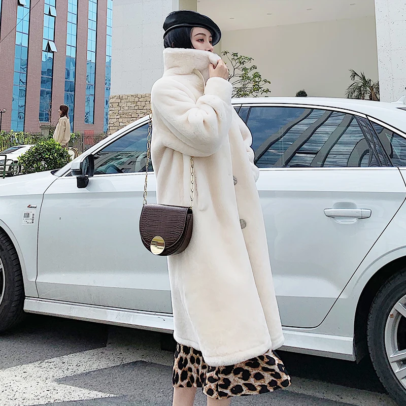 

2022 Autumn Winter Real Fur Coat Women Luxury Natural Fur Outwear Casual Thick Warm sheepskin shearling Coat Long Overcoat Femme