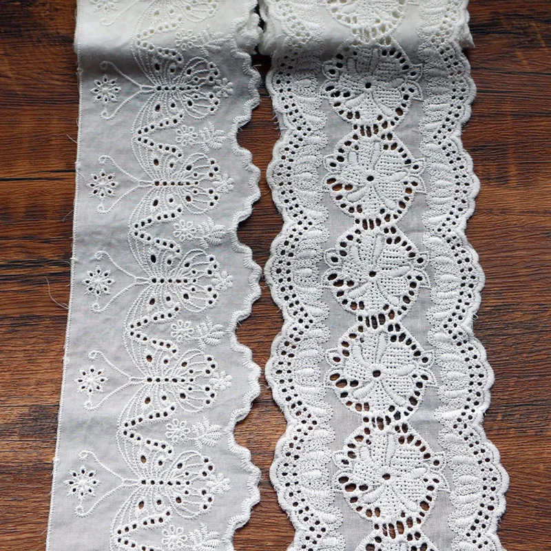 Роскошная белая хлопок с цветочной вышивкой кружевной воротник тканевый
