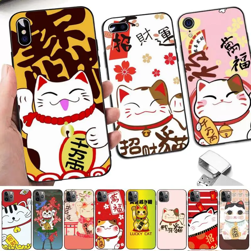

China cute lucky cat Phone Case for iphone 13 8 7 6 6S Plus X 5S SE 2020 XR 11 12mini pro XS MAX