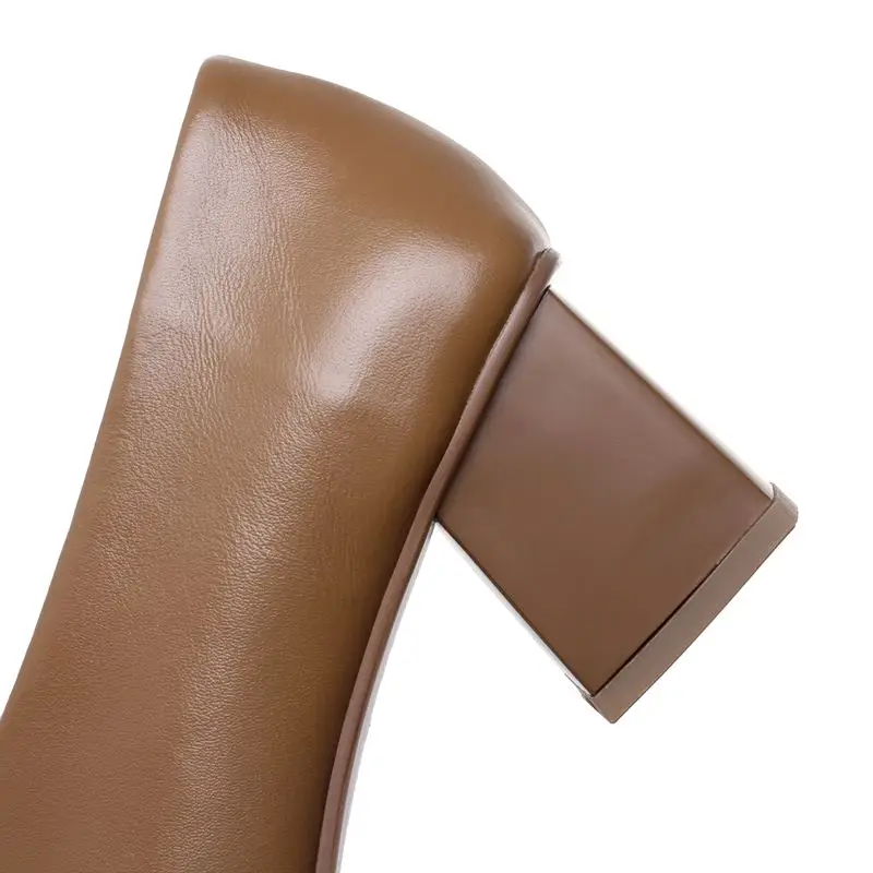 

ALLBITEFO brand high heels genuine leather thick heel party women shoes high quality women high heel shoes office ladies shoes