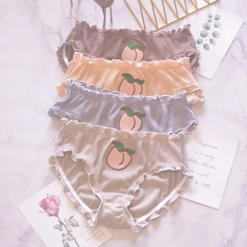 

Women Summer Underwear Panties Sexy Lace Lingerie Temptation Mid-Rise Panties Fruit Embroidery Transparent Briefs