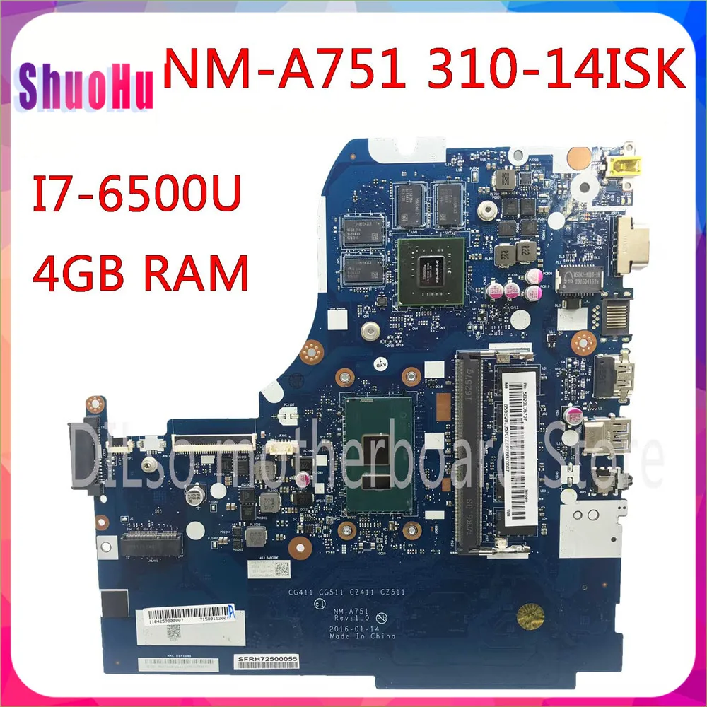 

KEFU NM-A751 For I7-6500U 4GB RAM GT920M-2GB Test OK For Lenovo 310-14ISK 510-14ISK Laptop Motherboard Thinkpad DDR4 HM87 Intel