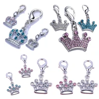 fashion dog tag crystal crown shaped charm pendant for pet collar accessories rhinestone dog pet id tags pets supplies jewelry