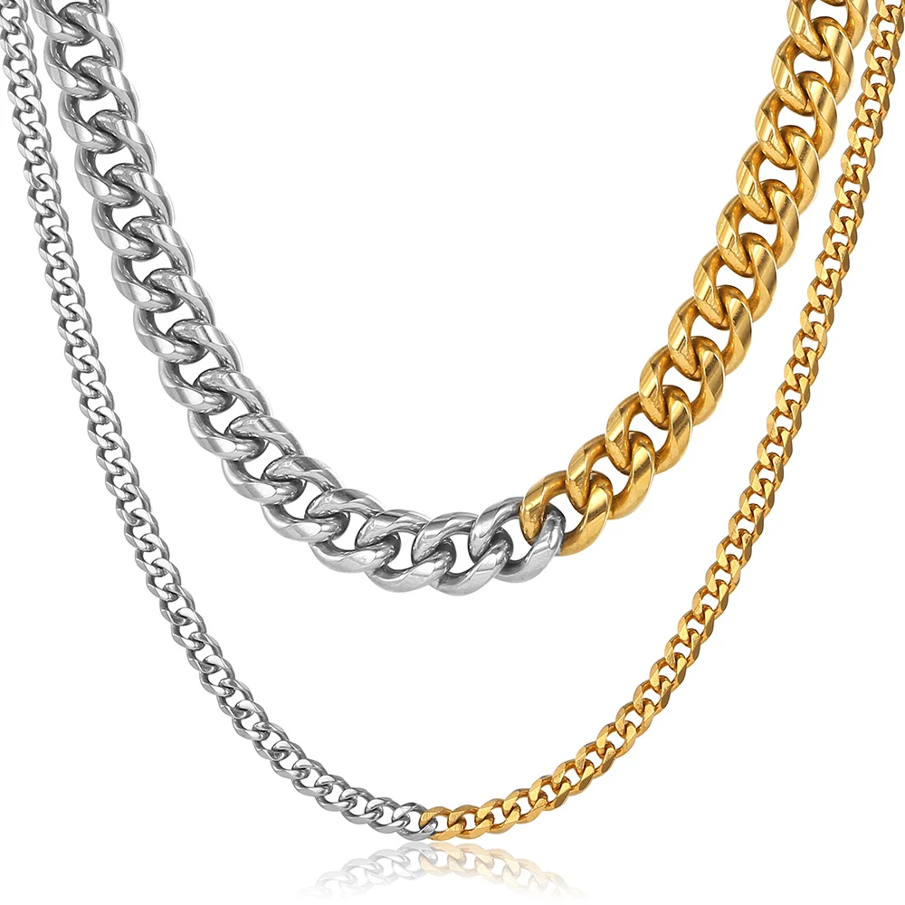 

Miami Hip Hop 3/9mm Stainless Steel Cuban Curb Link Chain Gold Silver Color Choker Necklace for Men Women Trend Jewelry DNM37