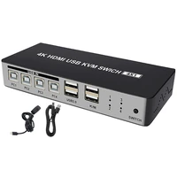 4 port hdmi kvm switch support max 4k 30hz input with usb2 0 hub 4 in 1 out kvm switch